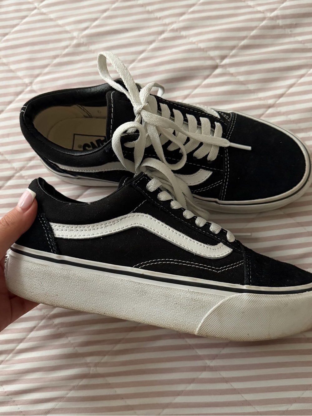 WOMENS Vans Black and White Low-Top Skate Sneakers